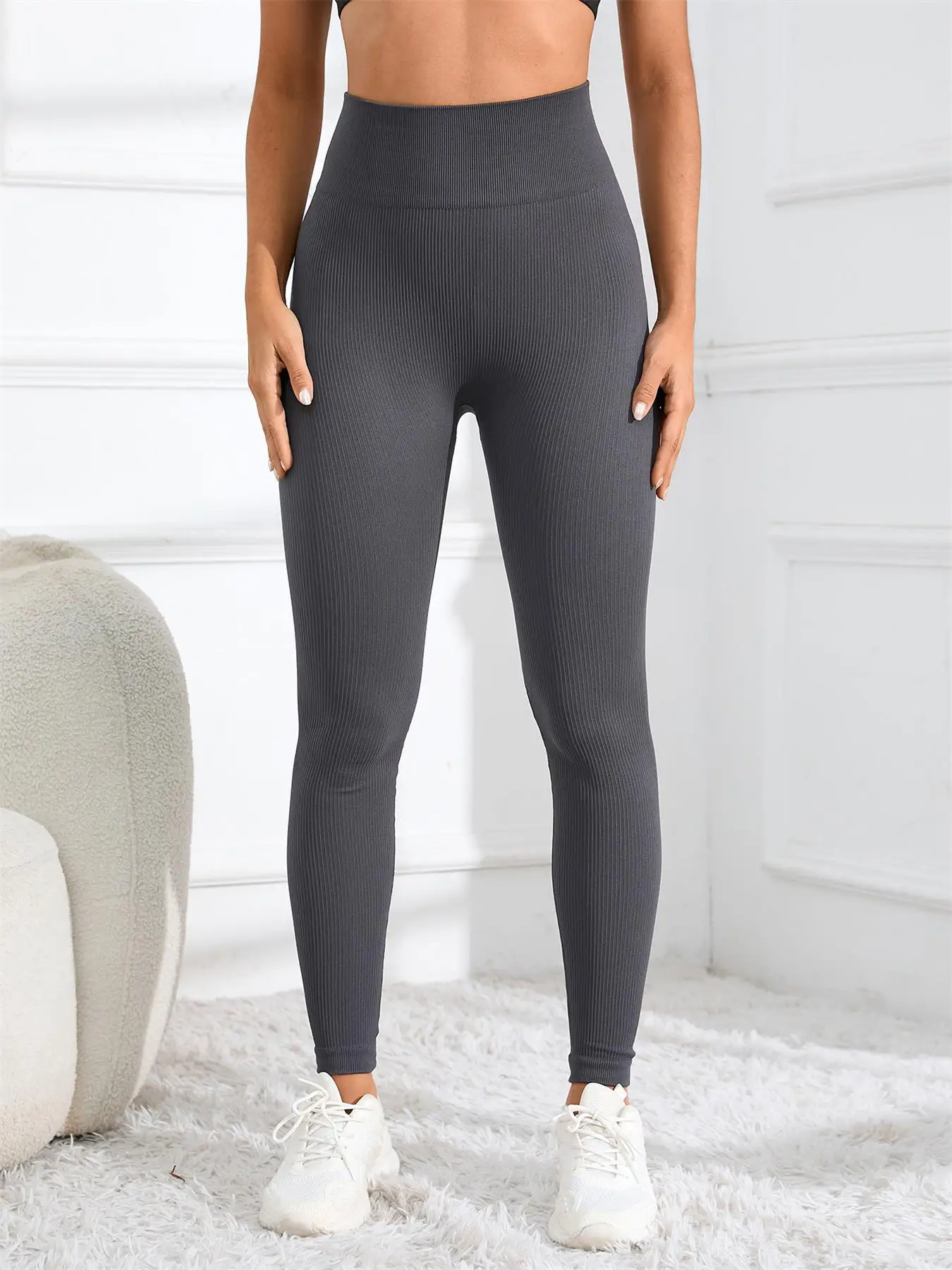 Hoch taillierte, nahtlose Yoga-Leggings, gerippte Sportbekleidung, Strumpfhosen, Fitnessbekleidung für Damen, Fitnessstudio und Freizeitkleidung für Herbst und Winter – Detail 11