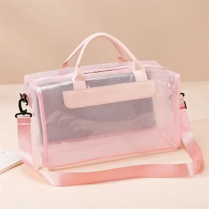 

PVC Solid Color 2025 New Travel Duffels Zipper Simple Large Capacity Casual Shoulder Bag Soft Trendy Western Style Handbag