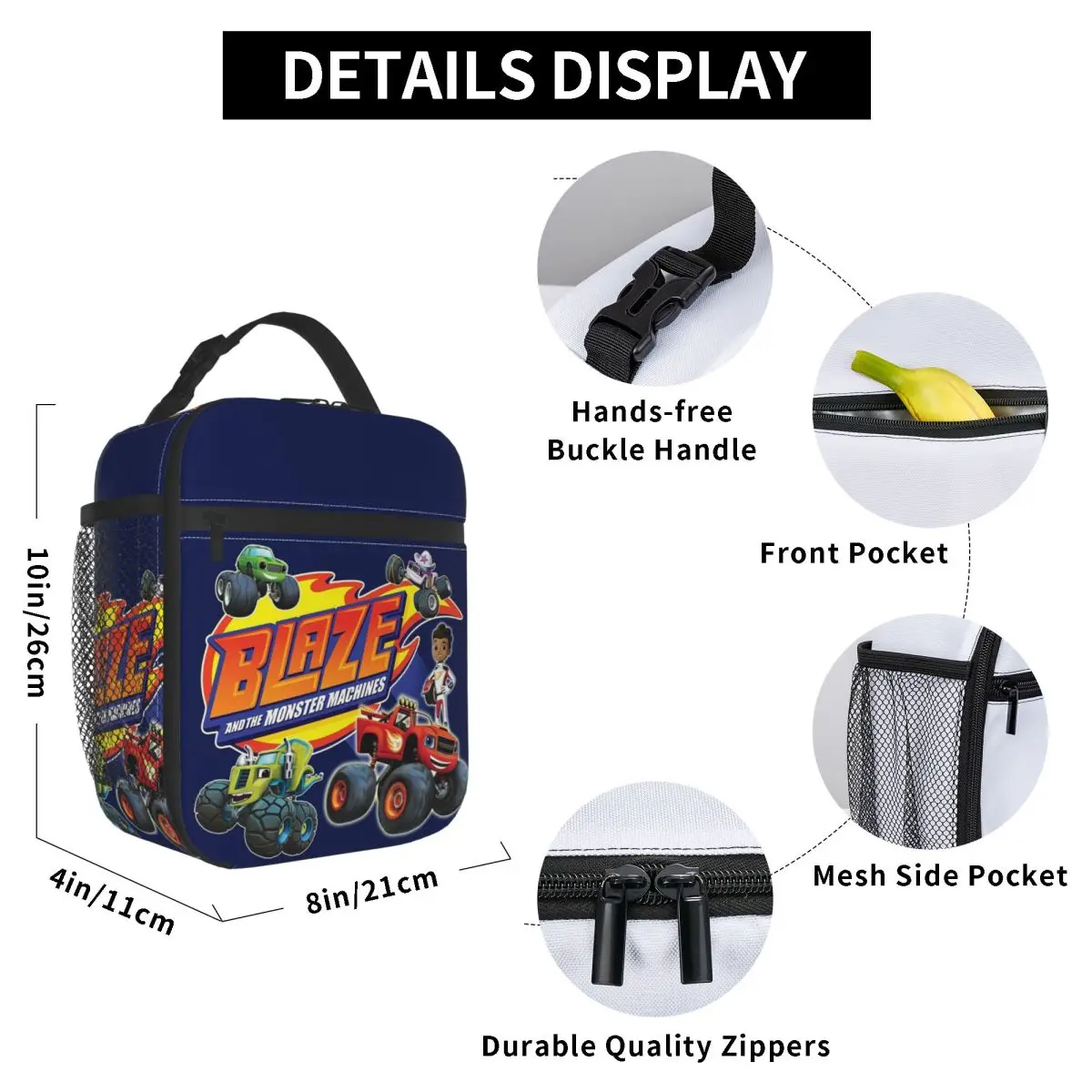 Blaze And The Monster Machines Crew Insulated Lunch Bag Kids School Cooler Thermal Food Box Tote Portable Lunch Boxes Container