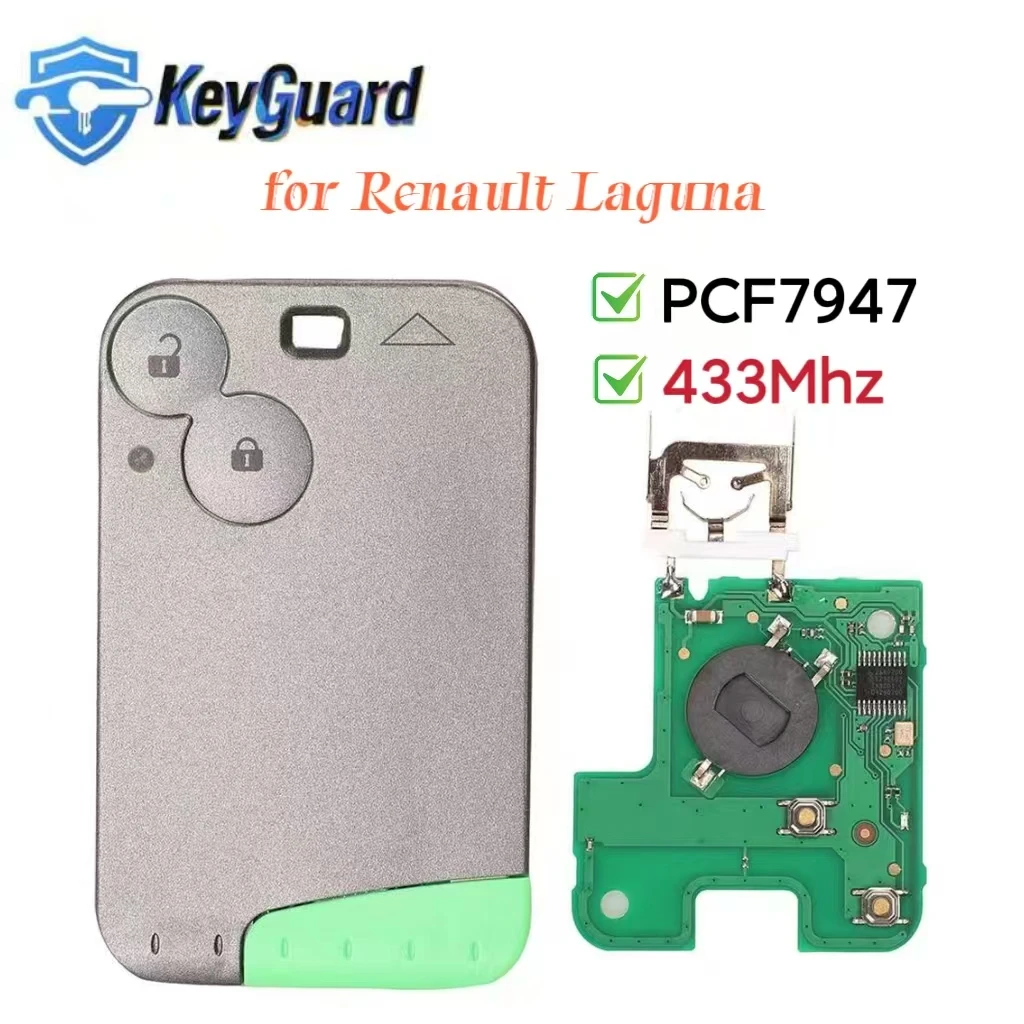 

Keyguard Smart Card Remote Car Key Fob for Renault Laguna Espace Velsatis PCF7947 Chip 433Mhz 2 Buttons Keyless