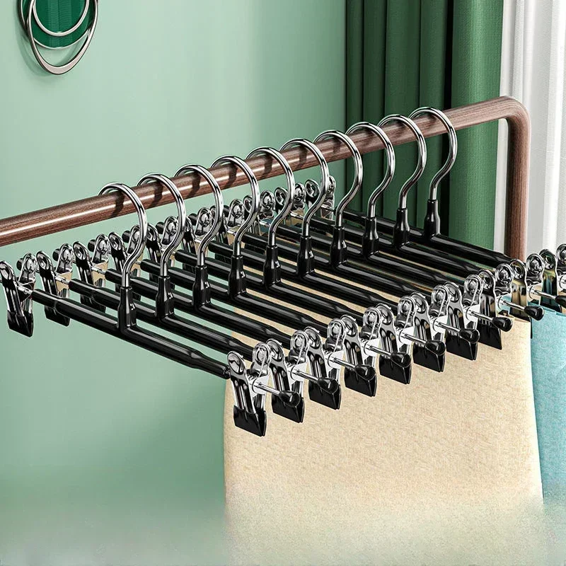 20/10/5PCs Stainless Steel Dress Hanger Non-Slip Pant Clip Clothes Racks Coat Trouser Wardrobe Hanger Long Skirt Hangers Tong