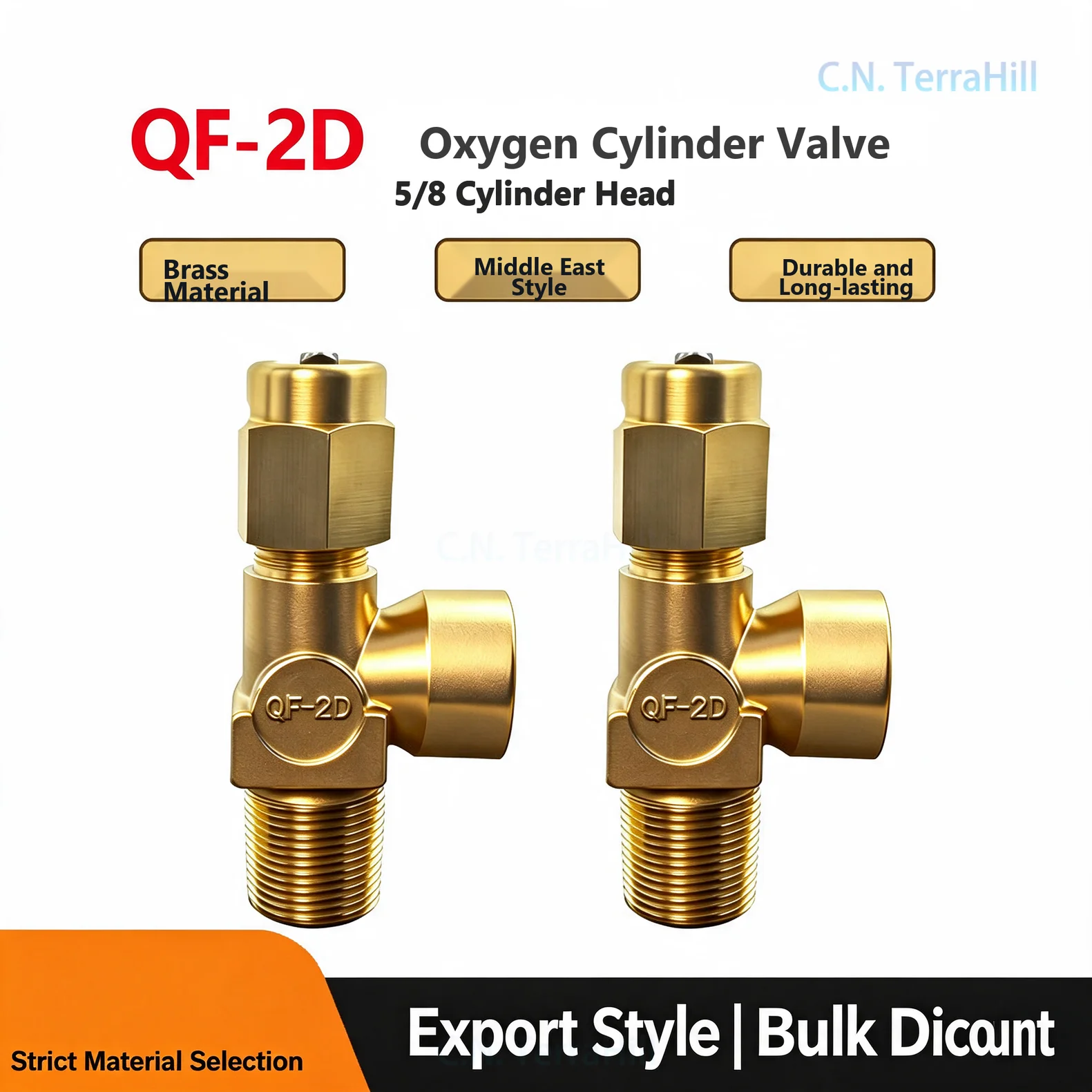 QF-2F Brass Oxygen Cylinder Valve 5/8 Connection High Pressure Gas Valve Industrial Bottle Valve