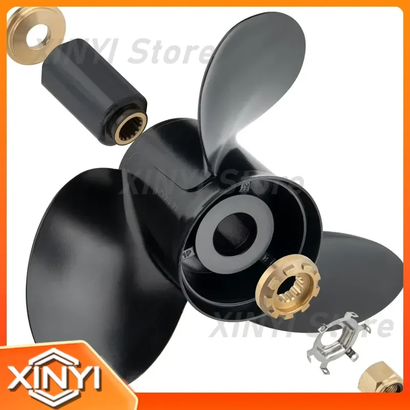 14.25x21 Pitch Aluminum Outboard Propeller for Mercury Mariner 135-300HP 48-832832A45 with Upgrade Rubber Hub Kits
