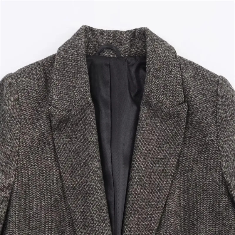 

смешанный пиджак, новая зимняя женская мода, простой узор в елочку