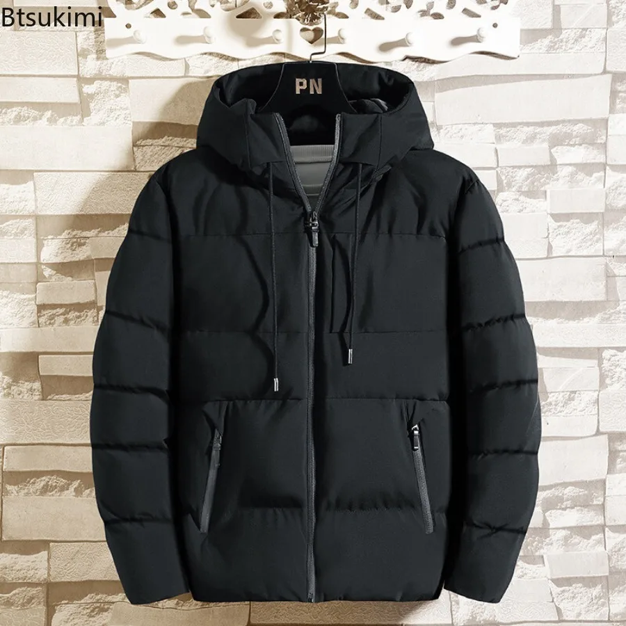 New Winter Men Jackets Thicken Parkas Fashion Warm Cotton-padded Jackets Outdoor Casual Stand Collar Hooded Windbreak Coats Male
