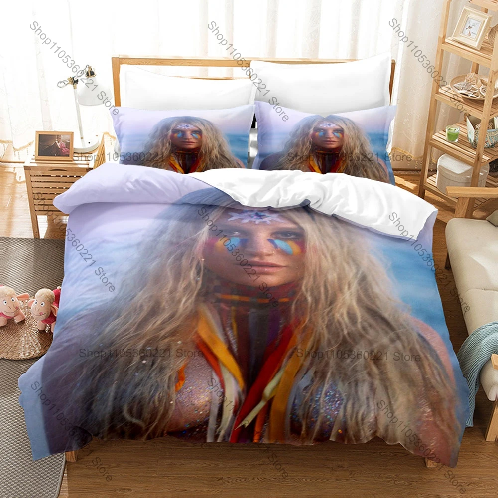 Cool Bold Glitter Wild Graphic Kesha Unapologetic Free Spirit Pop Diva Bedding Set Duvet Cover With 2 Pillowcases Teen Y2K Bedro