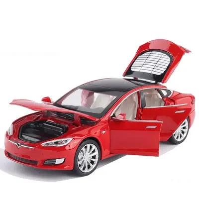 1:32 Tesla Model S Alloy Car Model Simulation Diecast Metal Toy Car Vehicles Model Collection Sound Light Childrens Gift