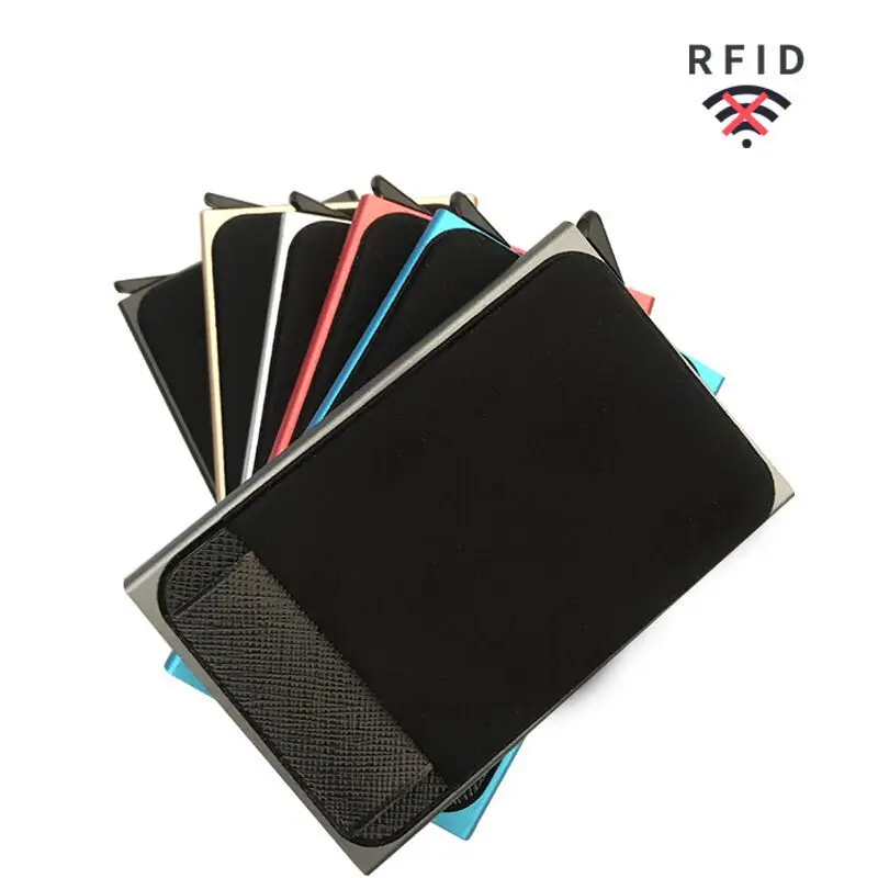 RFID Blocking Slim Metal Wallet Coin Purse Card Case Card Shrapnel Eject Wallet RFID Wallet for Men Slim Aluminum Holder Pocket