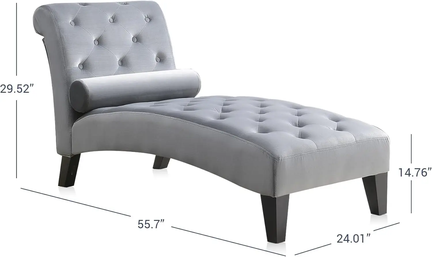 Chaise longue imbottita per interni, divano chaise lounge moderno per il tempo libero, sedile posteriore capitonnè con bottoni e accento coordinato