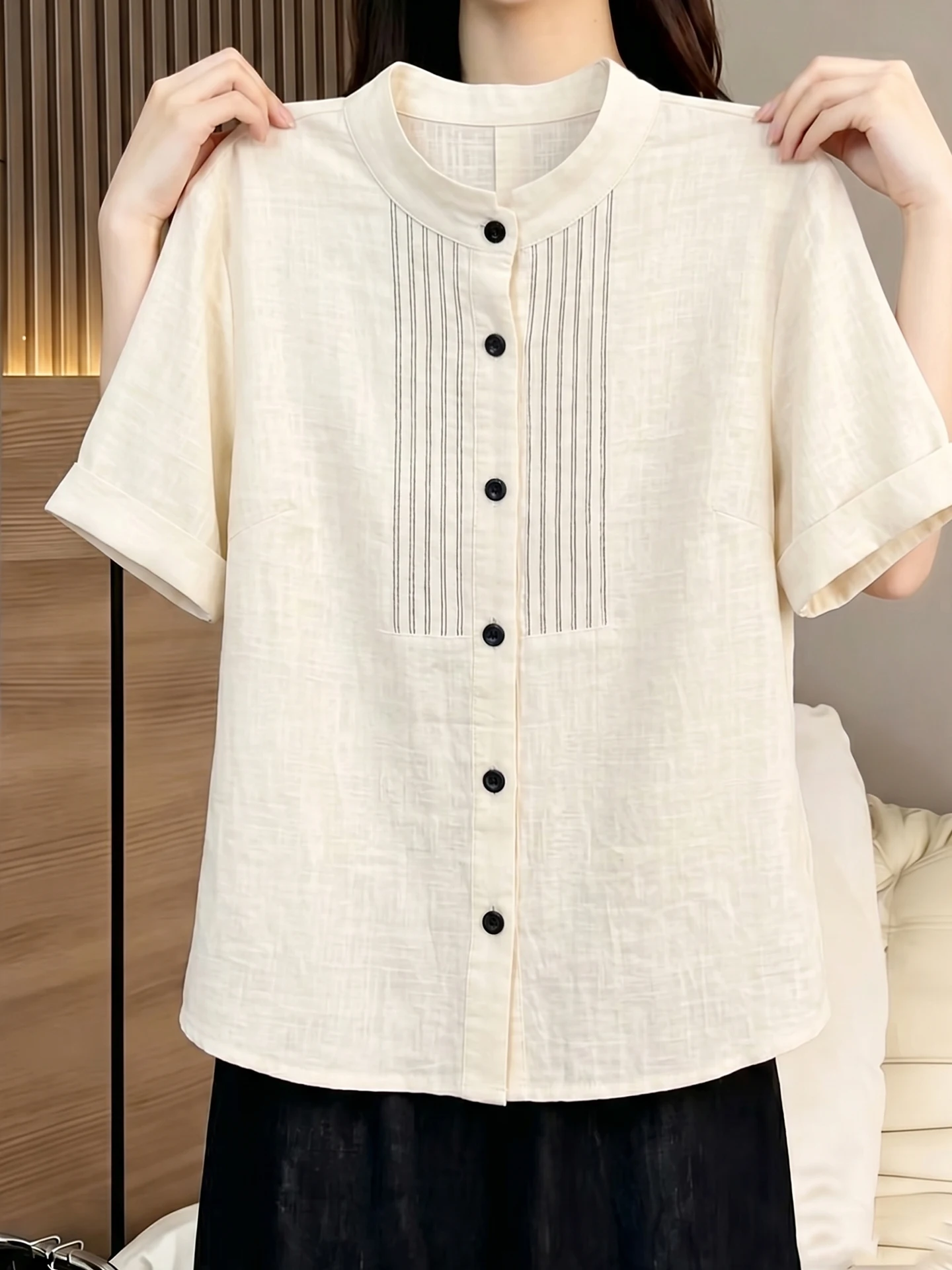 

Unique Design Single Button Short Sleeve Loose Casual Women's Shirt Spring Summer Open Cardigan Style Fashion Korean Loose Fit