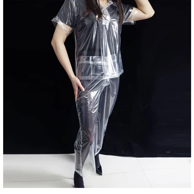 Fotografia 4: Conjunto de Camiseta Transparente Ultrafina de Plástico, Sexy, Impermeável, Leve, Flexível, Macio e Confortável para Festas, Clubes e Palcos