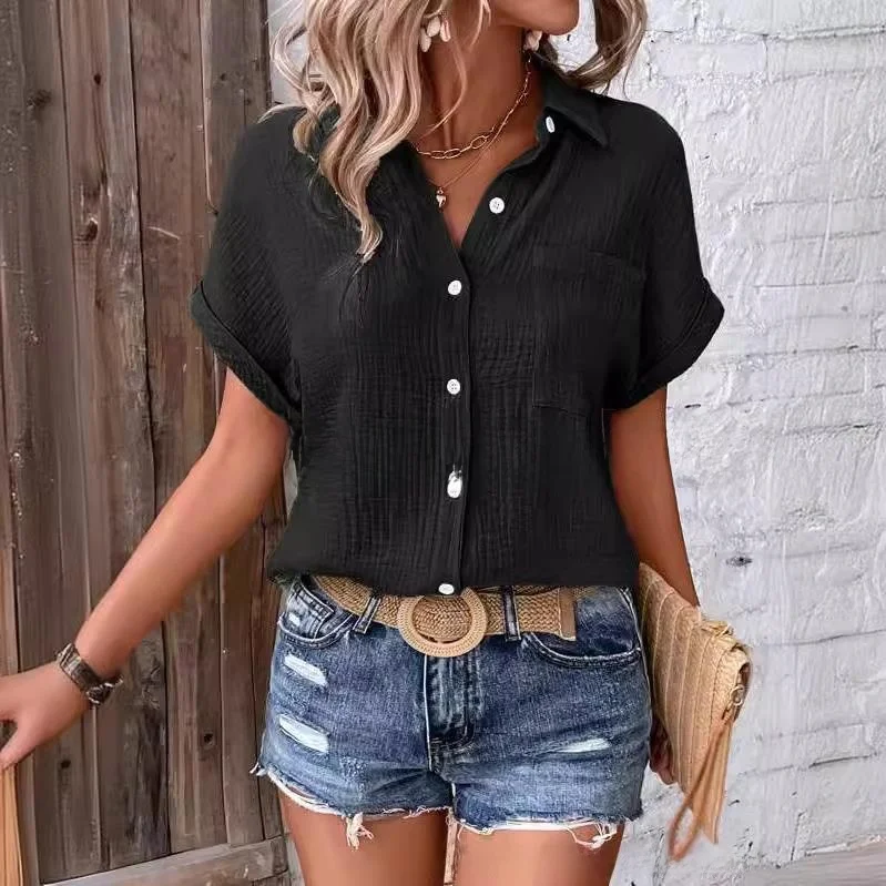 

Women's Casual Color Button down irt SVE Bat Sle Faionable And Comfortable Mid-Aged And ly Clothing Accories