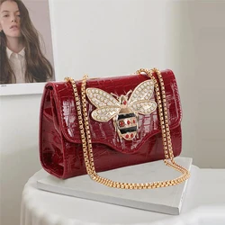 Luxury Handbags For Women Crossbody Bags Bees Lock Purse Casual Brand Crocodile Print Leather Handbag Ladies Bag 2024 New Clutch