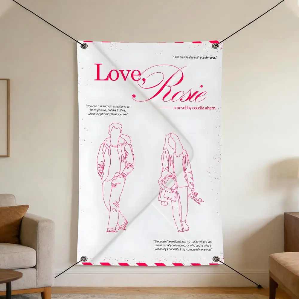 Movie L-Love, R-Rosie Flags Cozy Home Flag 4 Grommets Anti-Wrinkle Waterproo  Indoor