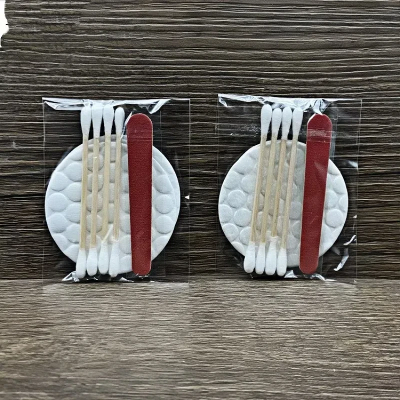 50/100 ถุง ชุดโต๊ะเครื่องแป้งของโรงแรม ชุดดูแลโรงแรมที่เป็นมิตรต่อการเดินทาง ไม้พันสำลีและตะไบรวมอยู่ด้วย บรรจุแยกกัน