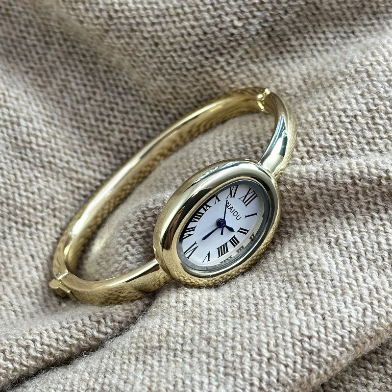 Роскошные женские кварцевые часы с римским овальным циферблатом, брендовые роскошные наручные часы с браслетом золотого цвета, Relogio Feminino, подарки, часы Montre Femme