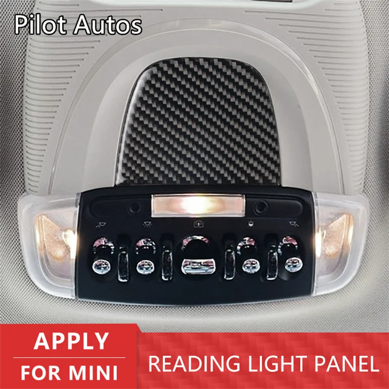 

For Mini Roof Reading Light Panel Trim Genuine Carbon Fiber 3D Sticker Interior Accessories