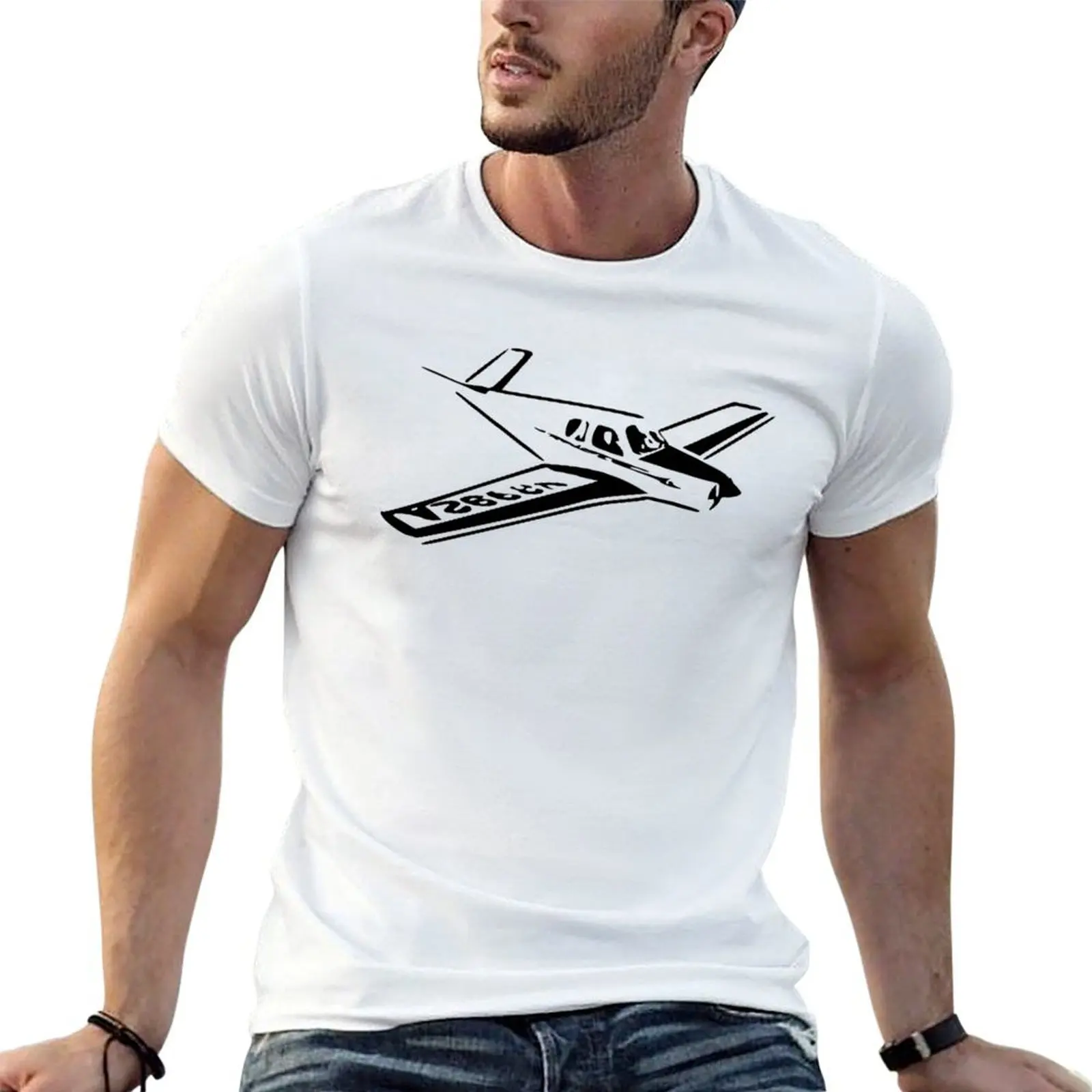 

Vintage Beechcraft Bonanza Airplane T-Shirt black cotton t-shirt plain for man package t shirt man plain T-Shirt