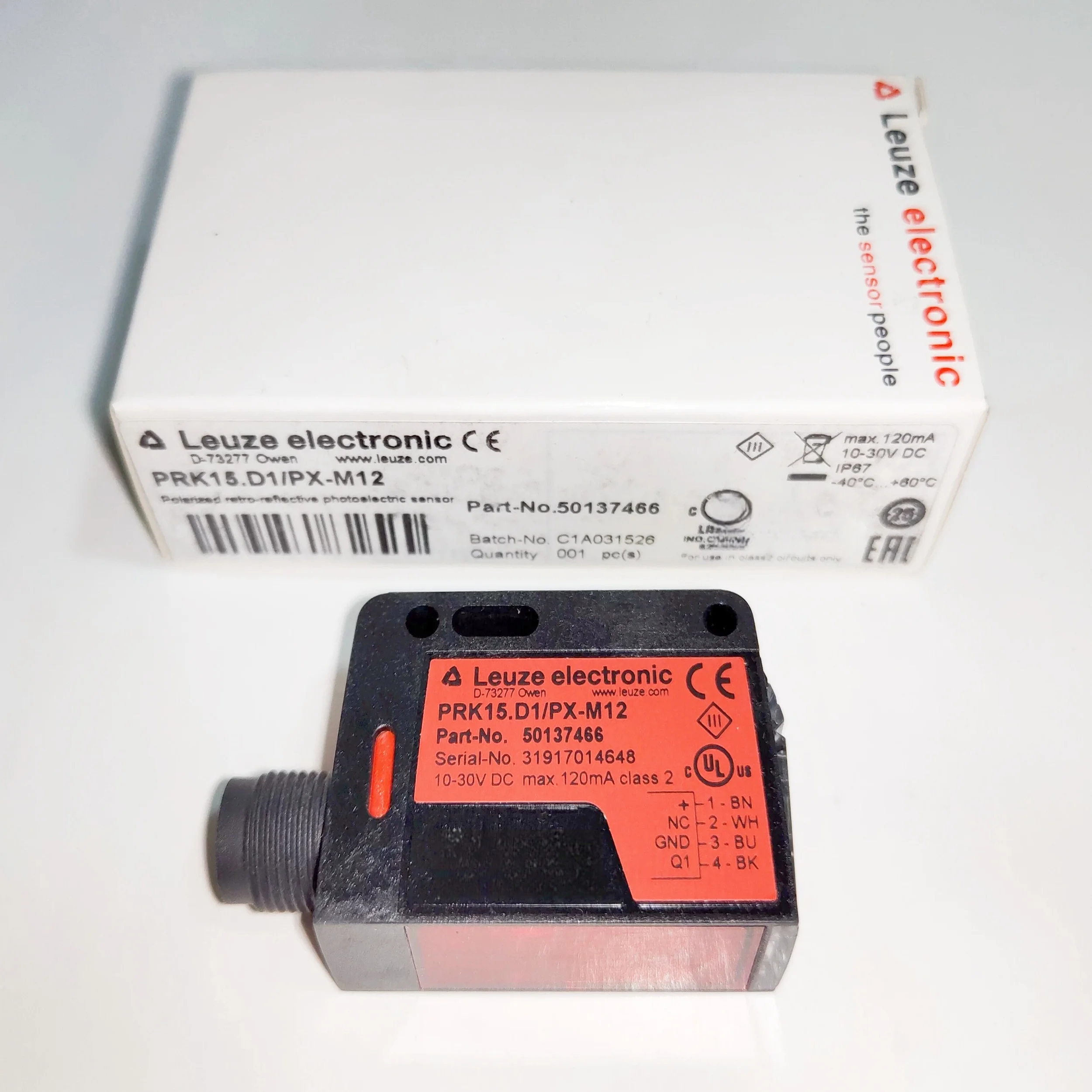 High Quality LEUZE PNP 4 Pin PRK15.D1/PX-M12 Retroreflective Photoelectric Sensor in stock