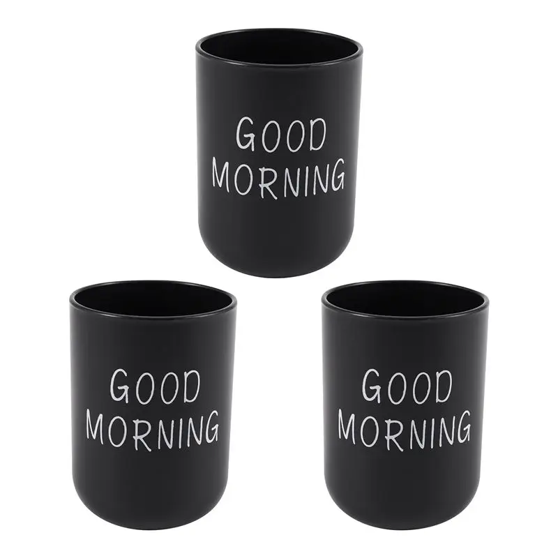 

SEWS-3X Home Bathroom Toothbrush Toothpaste Holder Round Washing Tooth Cup Pp Drinking Glass Tooth Mug Black