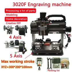 LY DIY 3020F 3/4/5axis Engraving Machine CNC Router Engraving Drilling and Milling Machine for Modeling or Home Decoration