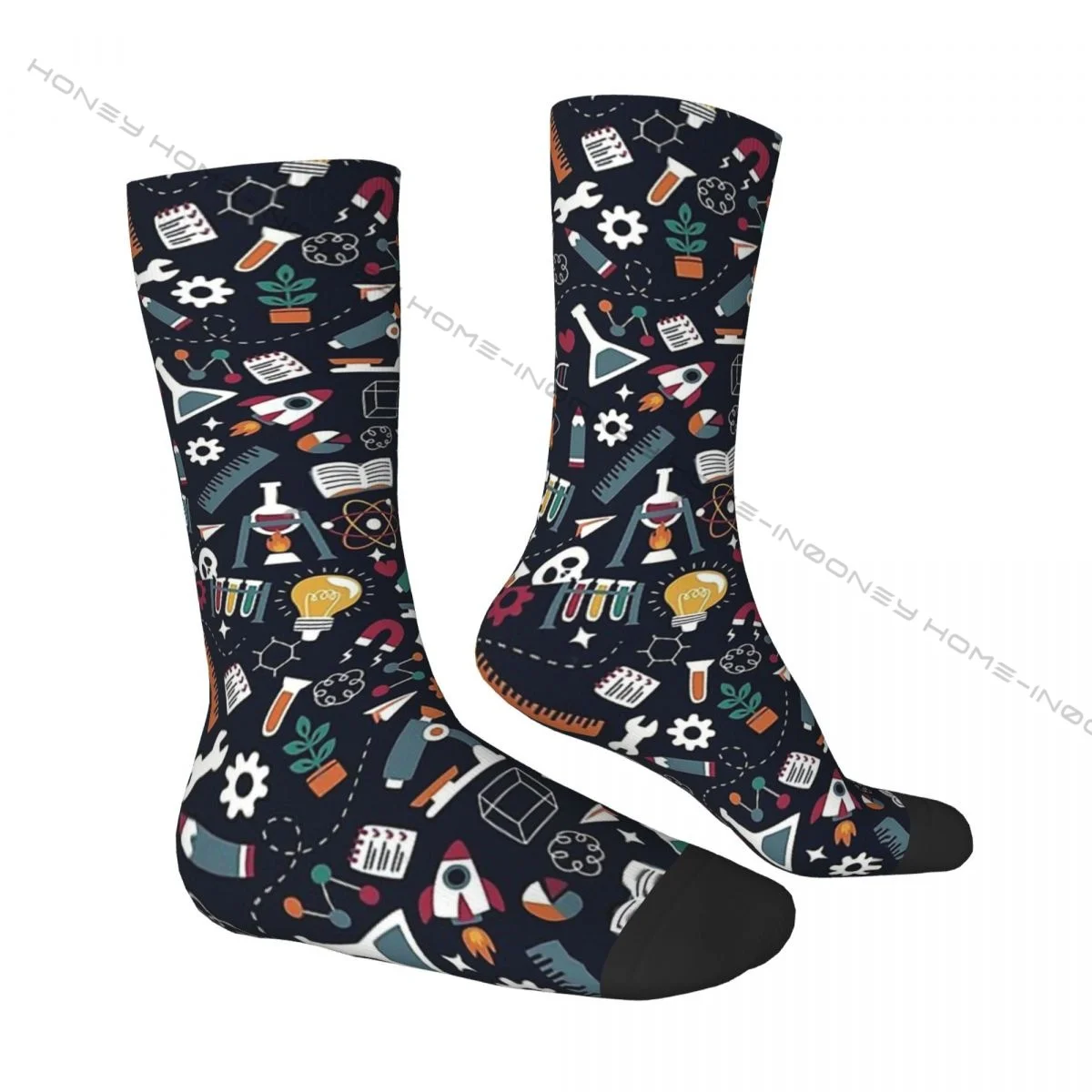 ock for Men Amazing Essential Harajuku Chemistry Chemist Science Scientist Seamless Pattern Printed Boys Crew Sock Novelty