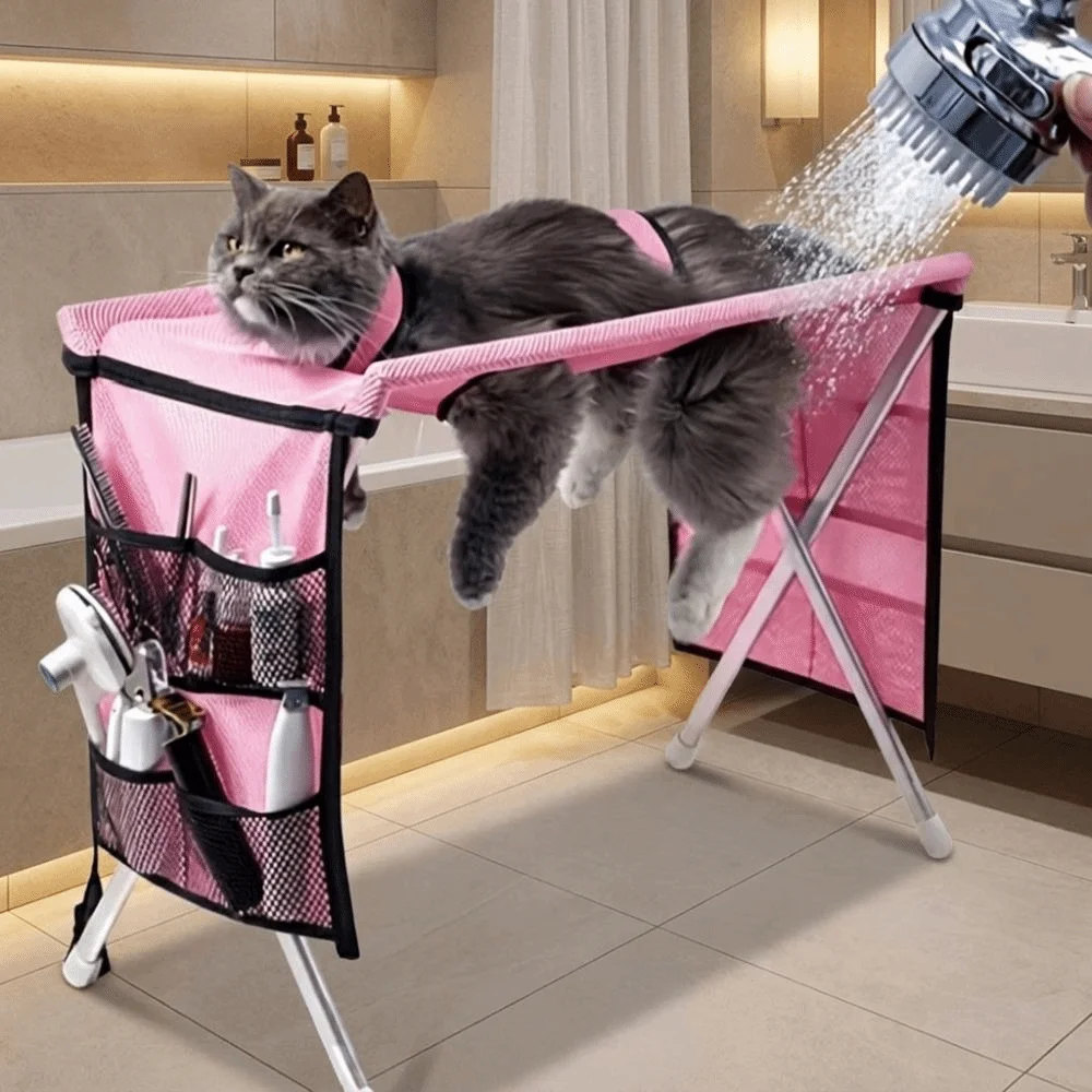 with Hair Dryer Holder Pet Bathing Rack Anti-Bite Secure Dog Grooming Tool Comfortable Detachable Nail Clipping Station Pet Care