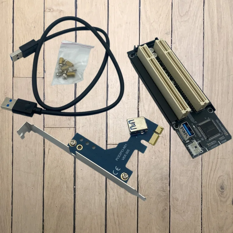 Graphics Extension PCI Riser Card Adapter USB 3.0 Upgrade Board PCIE X1 to Dual PCI Riser ASM1083 Chip for Compact Desktop Use
