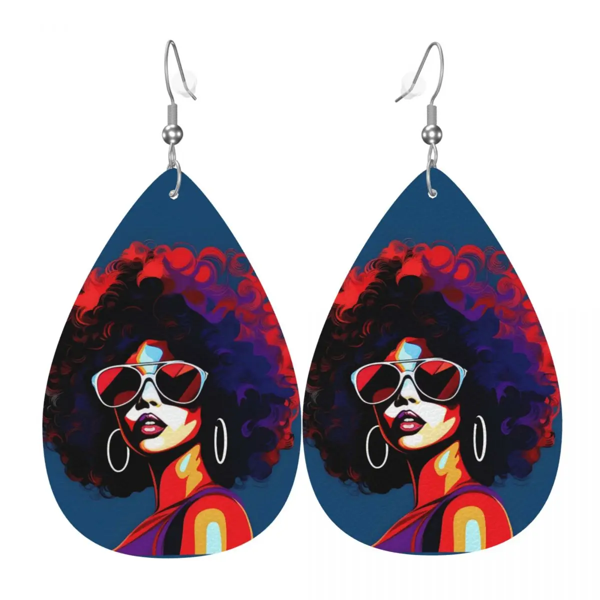 

Custom Drop Dangle Earrings Abstract African Woman Leather Teardrop Earrings PVC Leather for Gifts Dainty Jewelry