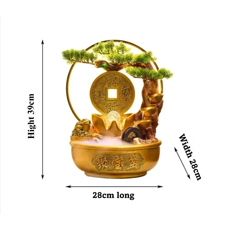 Fortune Basin Wealth Water Feature Recirculating Fountain Decor Office Living Room Feng Shui Wheel Housewarming