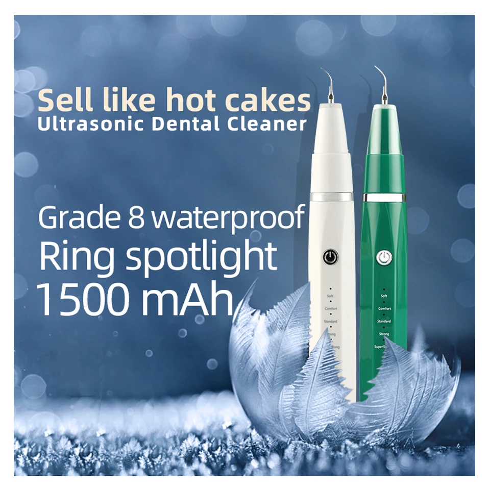 

Waterproof Rechargeable Ultrasonic Dental Scaler Teeth Scrubber Tooth Cleaner with Tartar Scaling Remover Teeth Whitening Kit