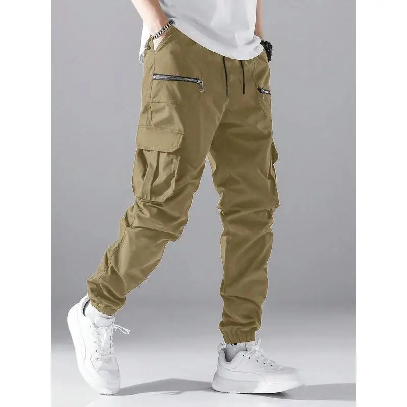 Loose Drawstring Waist Cargo Pants for Men Casual Straight Leg Pants Summer Collection Unisex Neutral Style Other Material