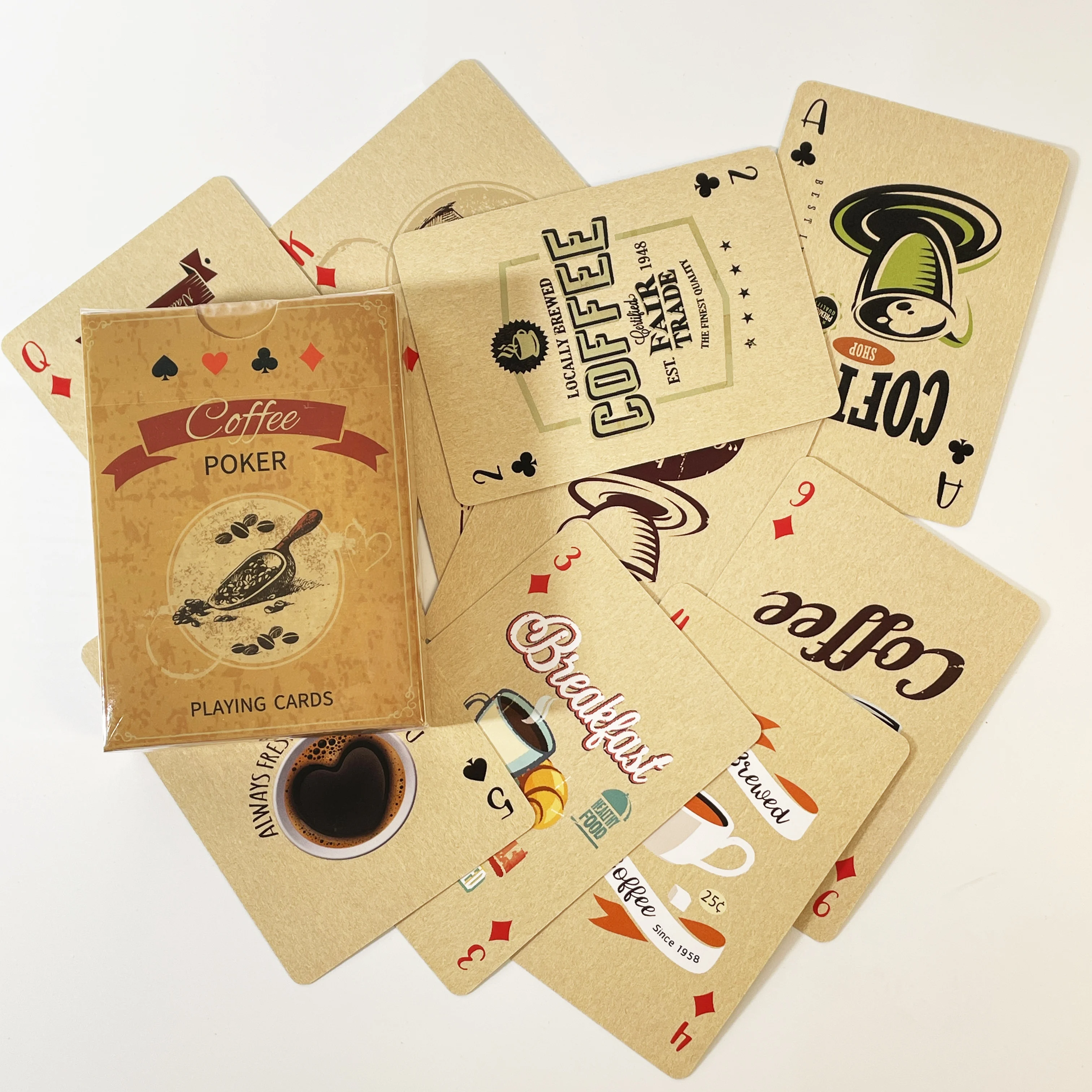 1Set Vintage Kaffeebohne Spielkarten Druck Brettspiel Poker Karten interessante Poker Spielkarten für Unterhaltung