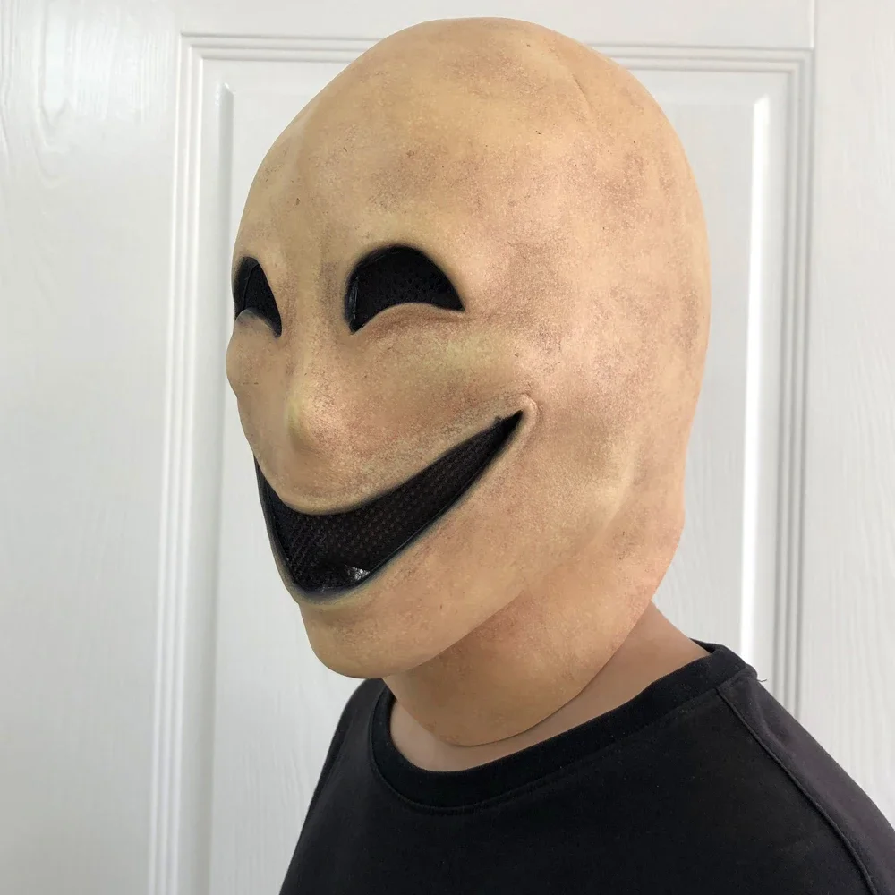 Horror Smile No Face Man Mask Cosplay Creepy Alien Monster Demon Latex Helmet Halloween Carnival Party Costume Props For Adult