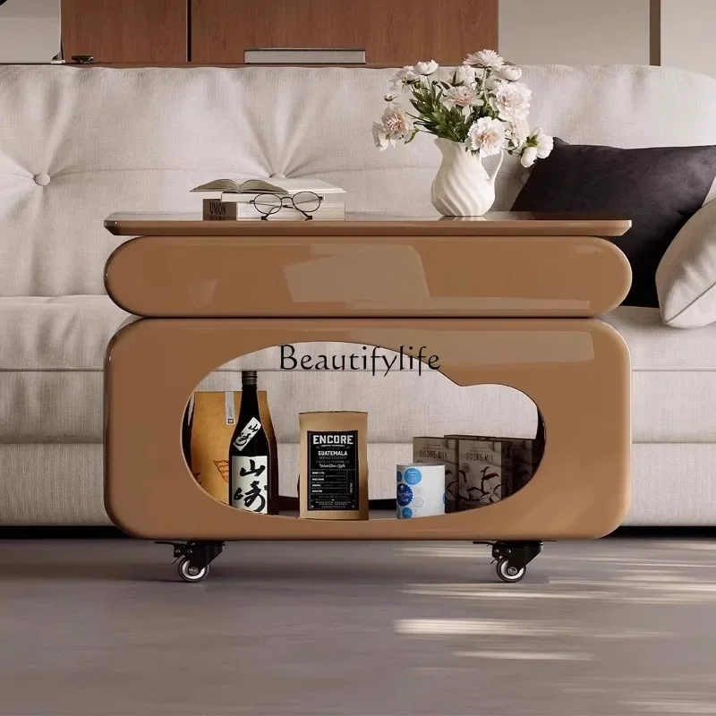 

yj32 Modern light luxury movable lift trolley sofa coffee table