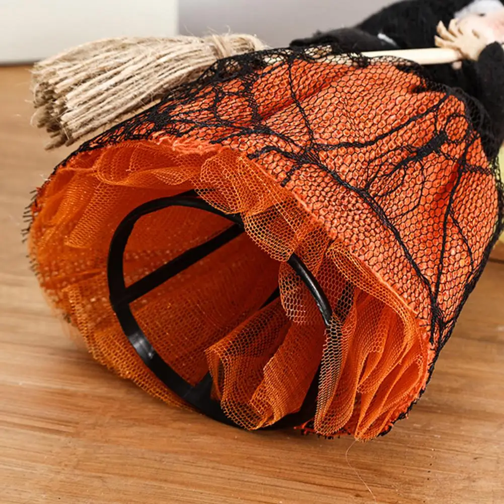 Halloween Kitchen Witch Doll, Small Witch Statue with Broom, Tabletop Party Decoration for Table Fireplace Holiday Home Decor