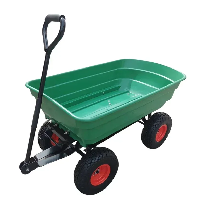 Garden Dump Cart - Green, Home Furniture Design Hand Trolly Garden Tipper Cart Capacity 125L