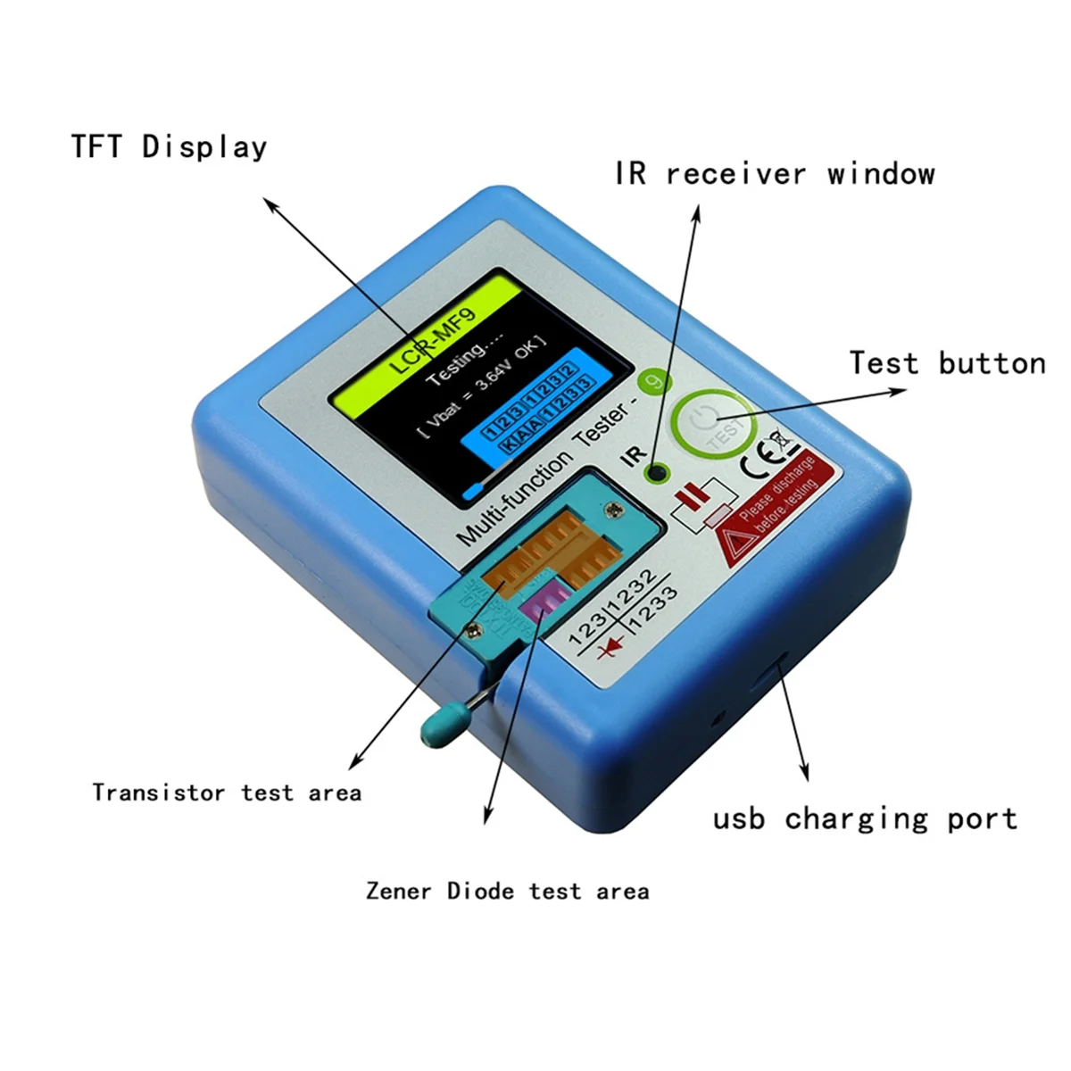 SMIEA LCR-MF9 TFT Display LCD Multimetro Transistor Tester Diodo Triodo Condensatore Resistenza Misuratore di Prova MOSFET NPN PNP Triac