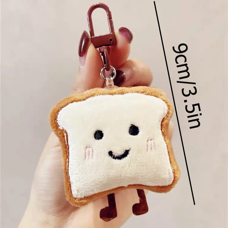 Toast Bread Key Chain Cartoon Plush Food Doll Pendant Car Key Ring Backpack Charms Bag Decor Accessories