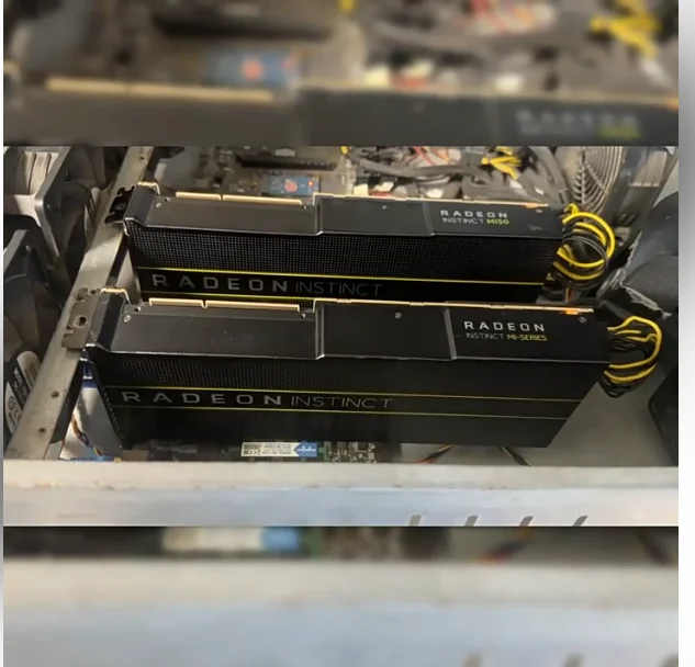 AMD MI50 32GB HBM2 GPU Vega20 Grafikkarte Dual 8Pin Server KI Deep Learning Compute Gaming Videokarte - 16G