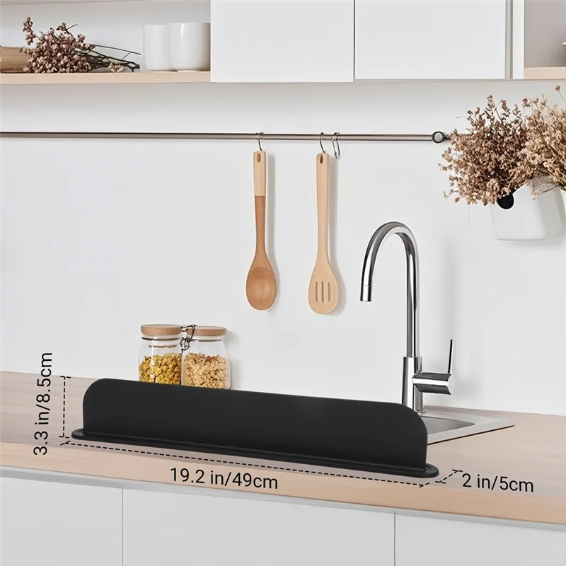 주방 조리대 백스플래시 보호대용 ABJY-19.29 인치, 싱크대 물 튀김 방지용 실리콘 스플래시 가드