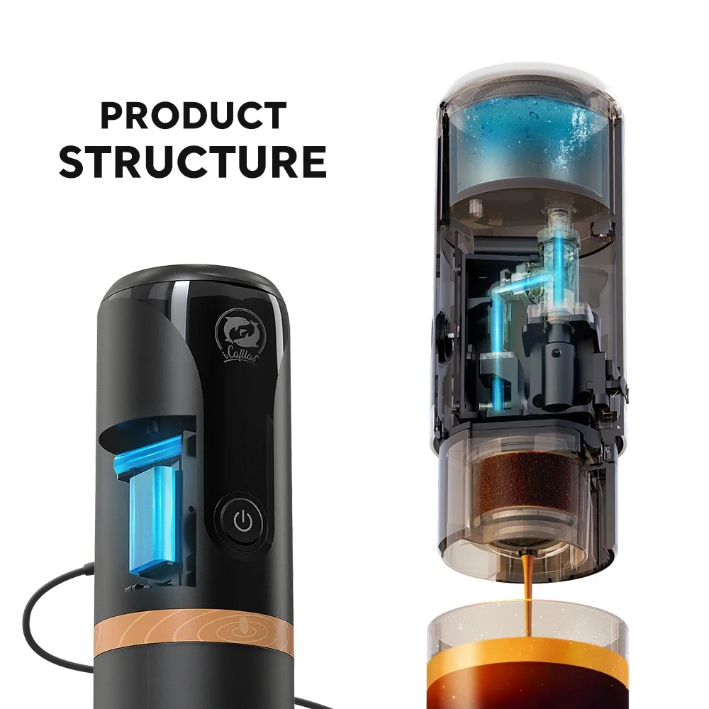 iCafilas Wireless Electric Portable Espresso Coffee Machine for Car & Home Camping Coffee Maker Fit Nespresso Capsule Powder