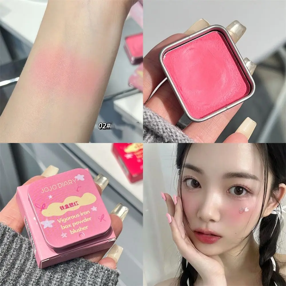 New Mini Iron Box Blush Cream Matte Natural Rose Cheek Blusher Powder Face Makeup Monochrome Contour Blush Mud