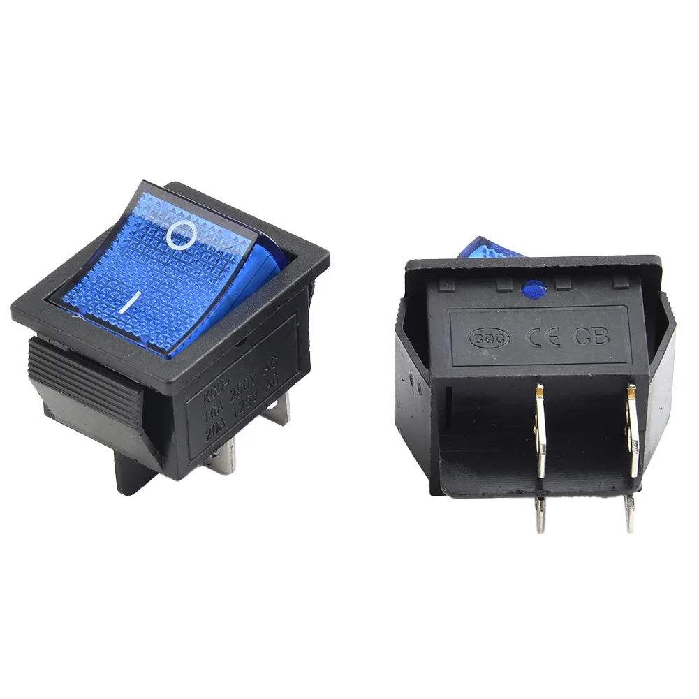 5PCS High Quality 2 Position Rectangular Rocker Switch Terminal 4 pin Red/Blue/Green/Orange/Black 20A @ 125VAC