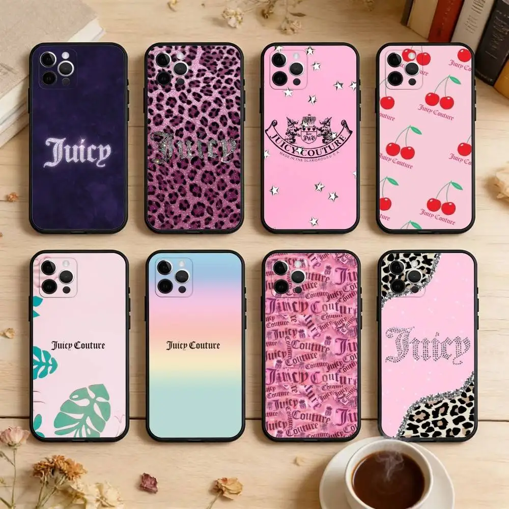 

J-Juicys C-Coutures Pink Phone Case For iPhone 17,16,15,14,13,12,11 Plus,Pro Max,XS,Soft Silicone Black Cover