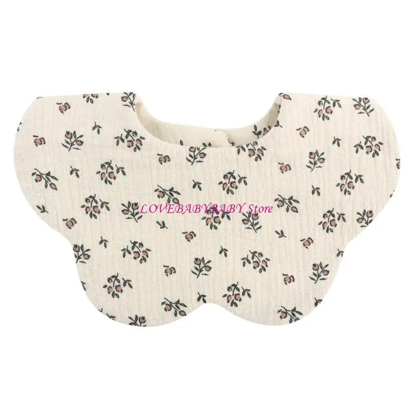 

Infant Saliva Towel Cotton Soft Baby Bibs with Adjustable Button, Newborn Teething Bib Mouth Wipe Cloth Unisex 4XBC