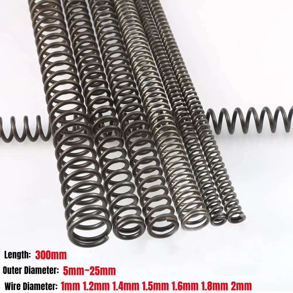 1pcs Long Compression Springs  Wire Diameter 1.2/1.4/1.5/1.6/1.8/2mm OD 10-25mm Length 300mm Y-shaped Pressure Springs