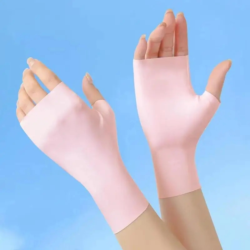 Sunscreen Fingerless Gloves Summer Gloves For Driving Half Finger Mittens UV Protection Breathable Gloves Cycling Driving