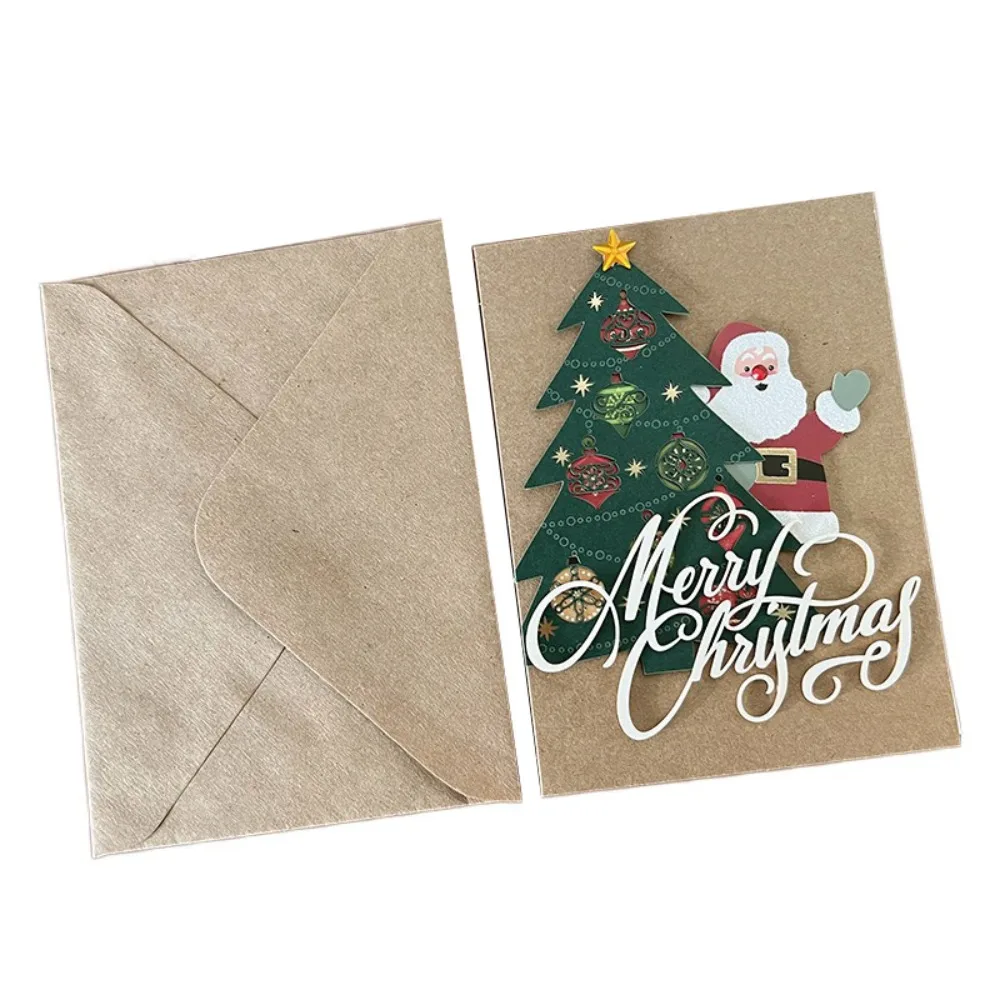 

Party Supplies Kraft Paper Christmas Cards Postcard Vintage Greeting Card Foldable with Envelope Invitations Card Xmas