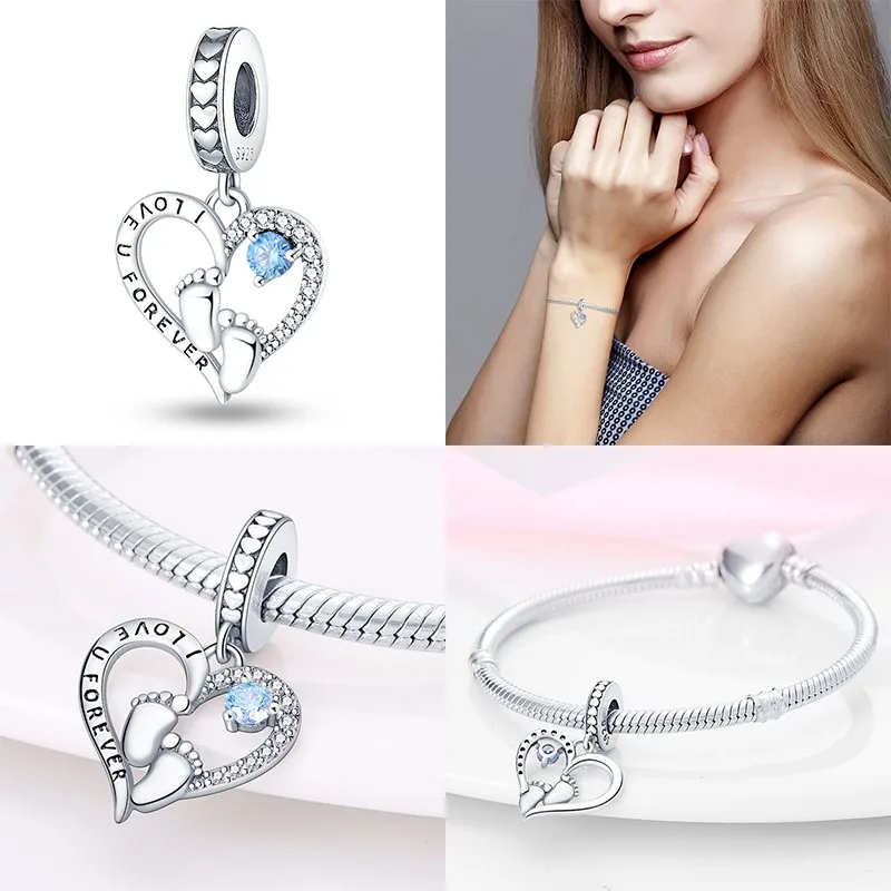 Hot 100% 925 Sterling Silver Love Mother and Daughter Charms Fit 925 Original Bracelets DIY Jewelry Making For Women Gift